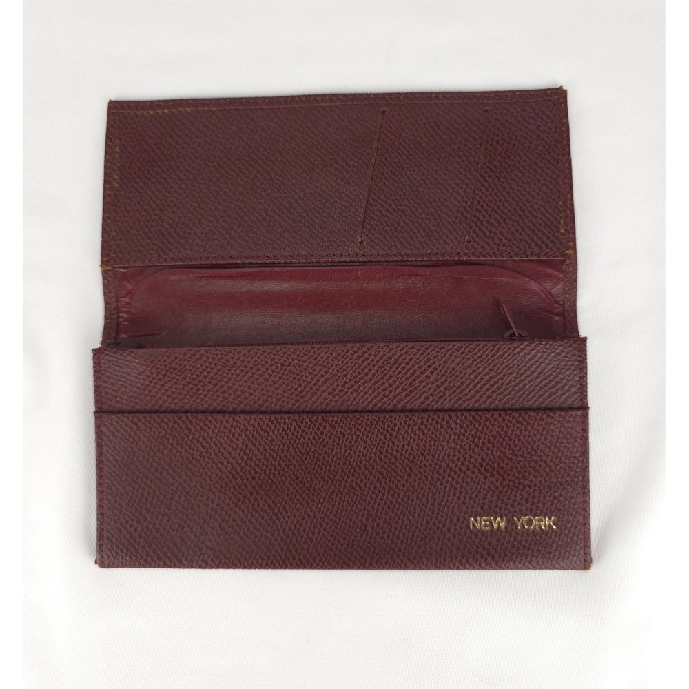 Vintage Rudolph Valentino Burgundy Leather Continental Wallet Embossed Logo - Picture 5 of 15